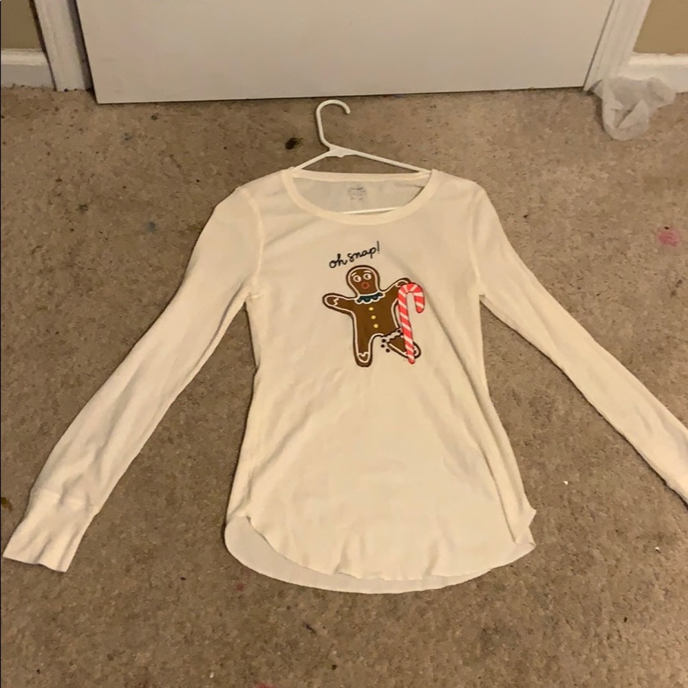 A long sleeve gingerbread man shirt